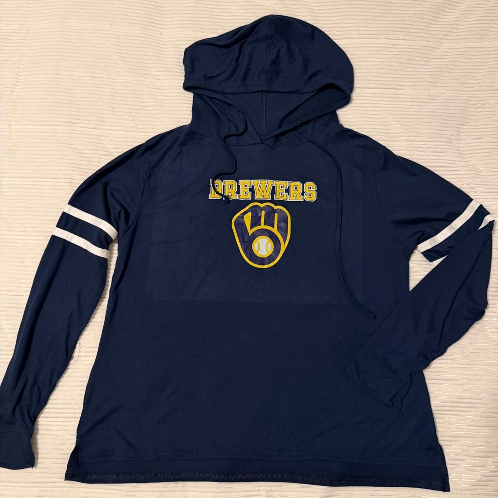 Brewers Navy Hoodie with White Stripes